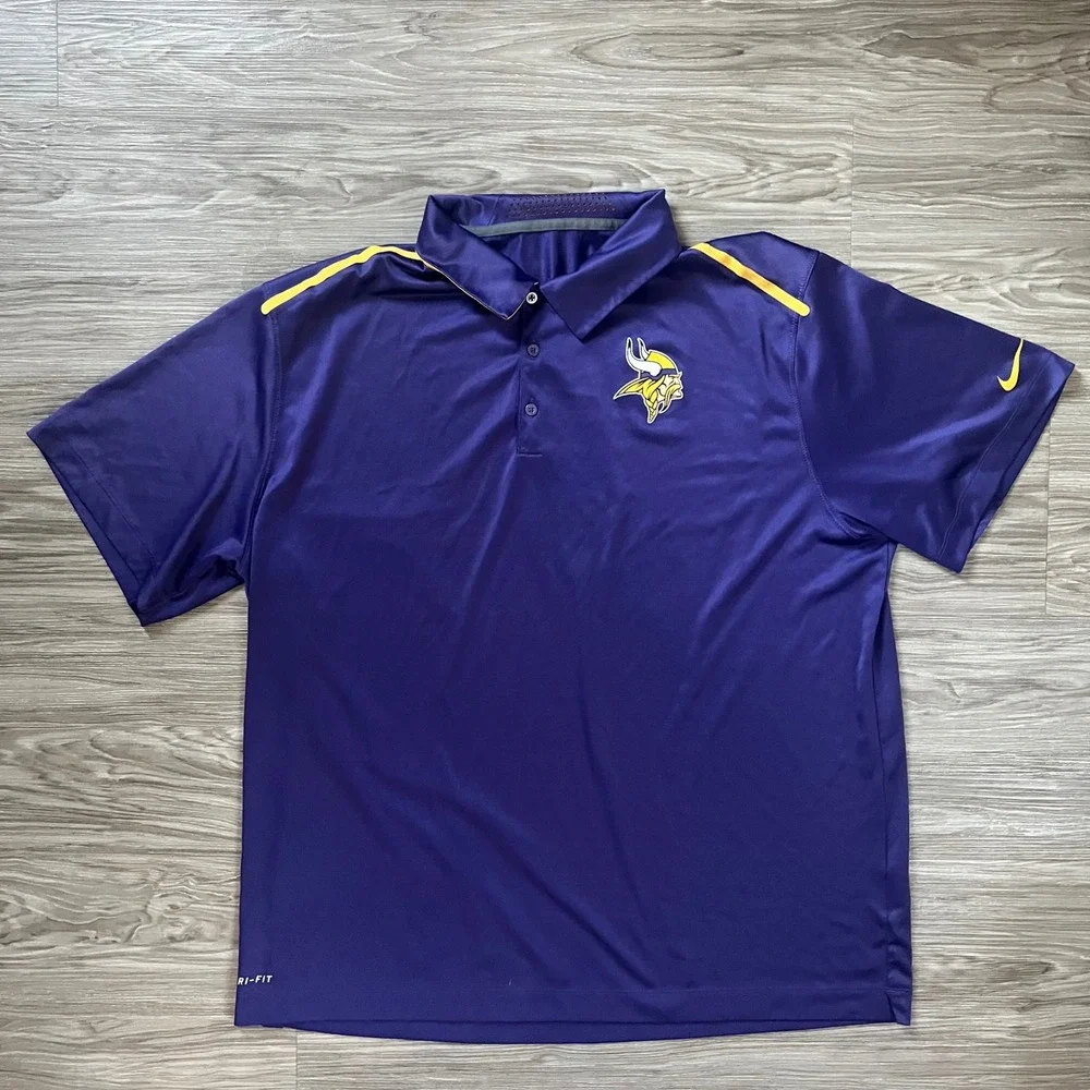 Nike Dri-FIT Minnesota Vikings NFL Polo Shirt Mens 2XL Purple Gold 597159-547